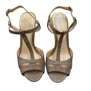 Jessica Simpson Gold Glitter High Heels GUC Size 6